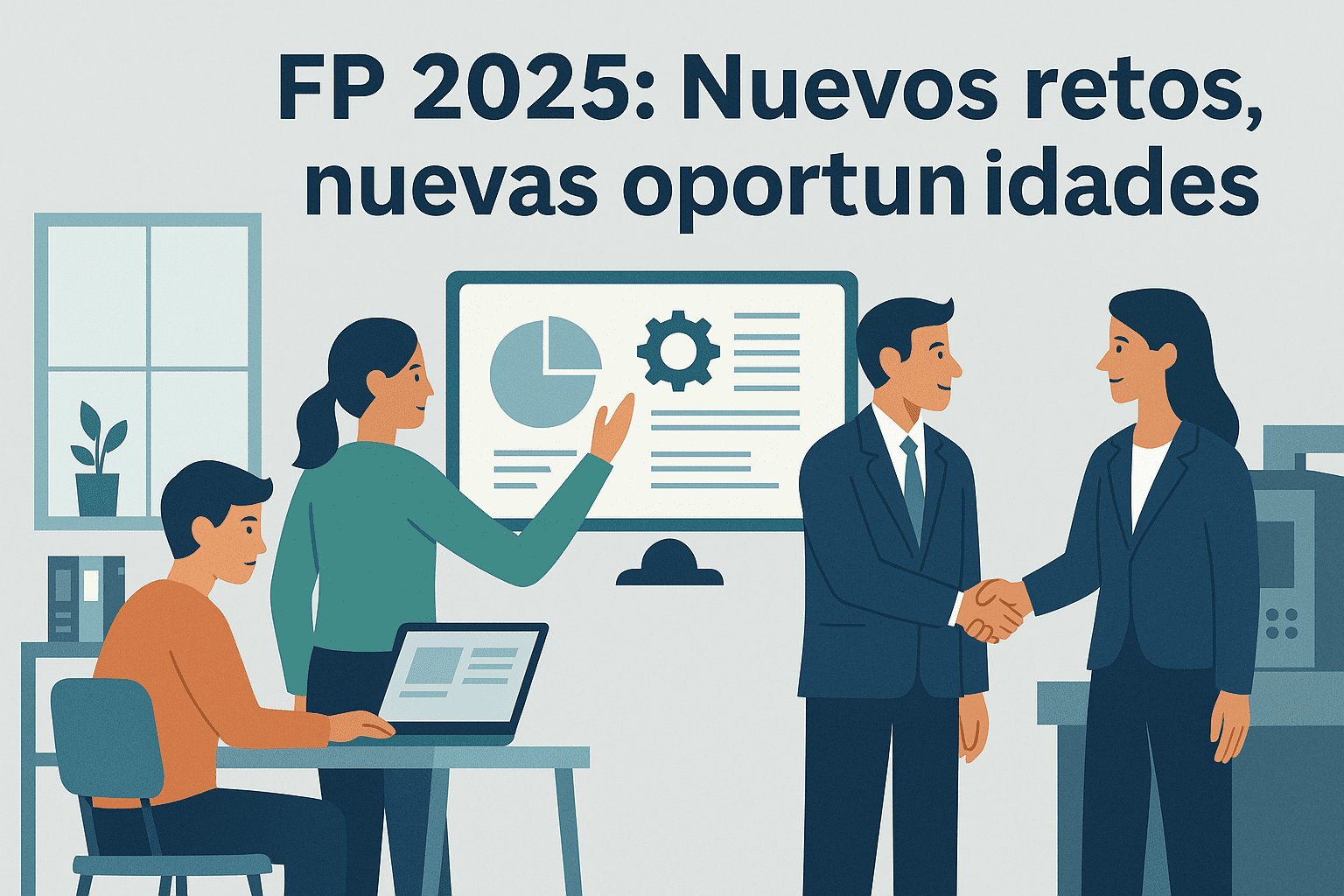 250410 post Alumnos y profesores en un centro de Formación Profesional adaptándose a los cambios de la Ley de FP 2025, con tecnología y colaboración empresarial